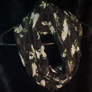 Black Floral Infinity Scarf